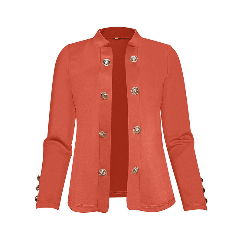 Plus Size Women's Solid Color Double Breasted Long Sleeve Top - Button Cuff Casual & Office Wear - Vanturea