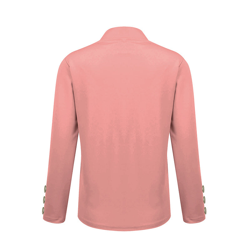 Plus Size Women's Solid Color Long Sleeve Blazer - Button Cuff Sport Coat Comfortable For Work & Casual Wear - Vanturea