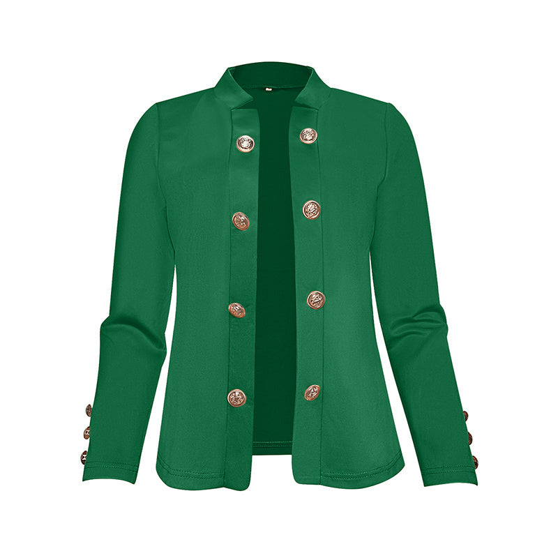 Plus Size Women's Solid Color Double Breasted Long Sleeve Top - Button Cuff Casual & Office Wear - Vanturea