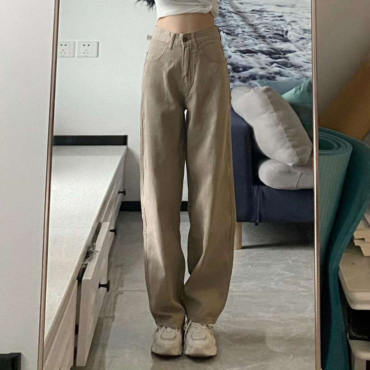 High Waist Wide Leg Jeans Ins Retro Loose Straight Mopping Pants - Vanturea