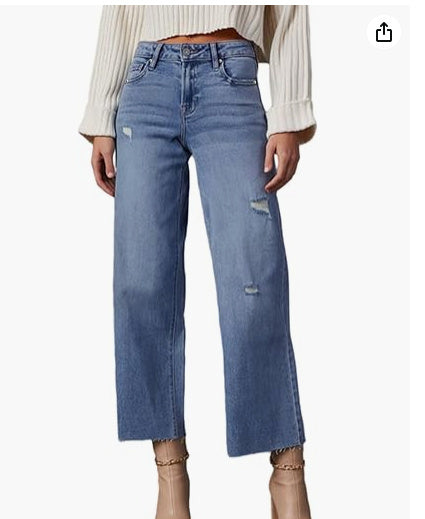 Women's High Waisted Loose Jeans - Vanturea