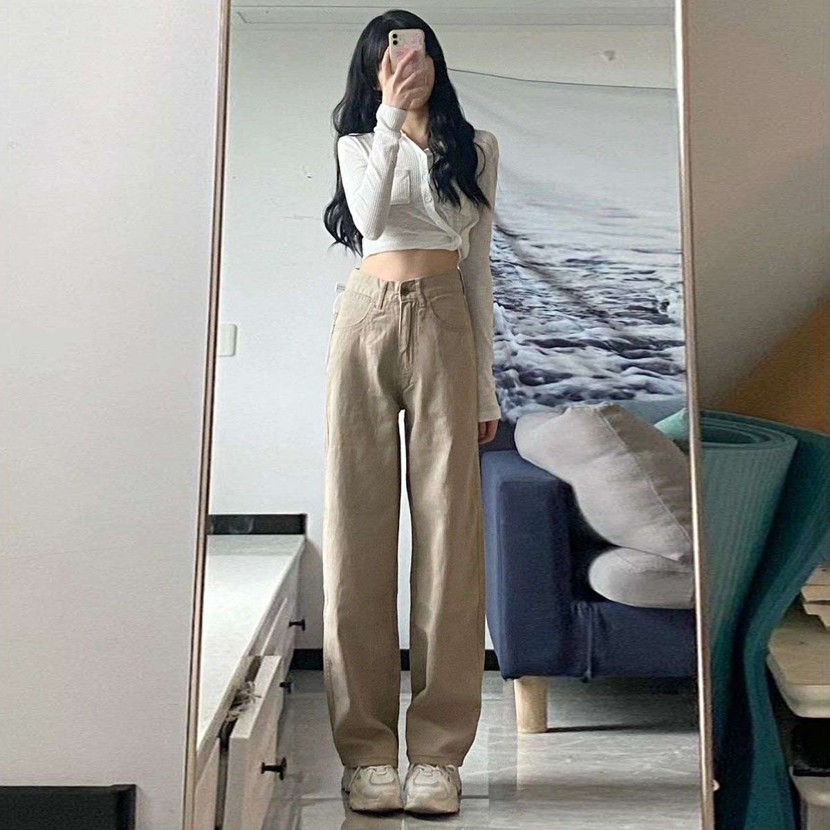 High Waist Wide Leg Jeans Ins Retro Loose Straight Mopping Pants - Vanturea