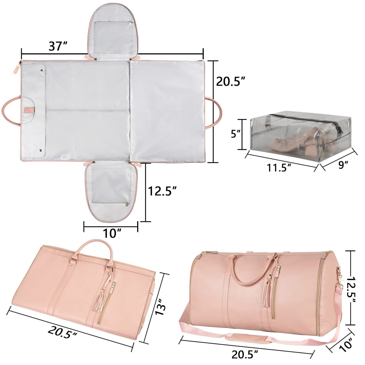 Large Capacity Travel Duffle Bag Women's Handbag Folding Suit Bag Waterproof Clothes Totes - Vanturea