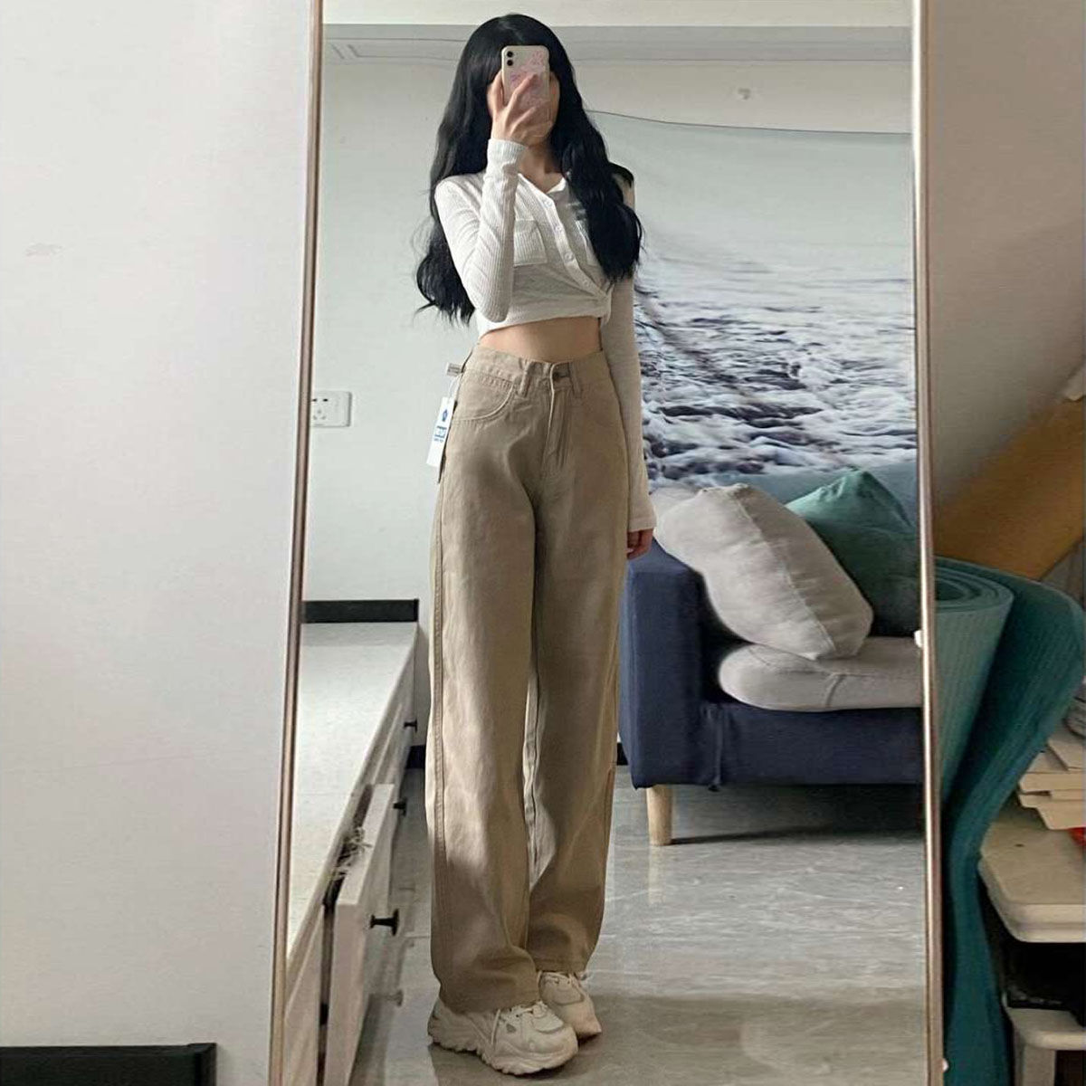High Waist Wide Leg Jeans Ins Retro Loose Straight Mopping Pants - Vanturea