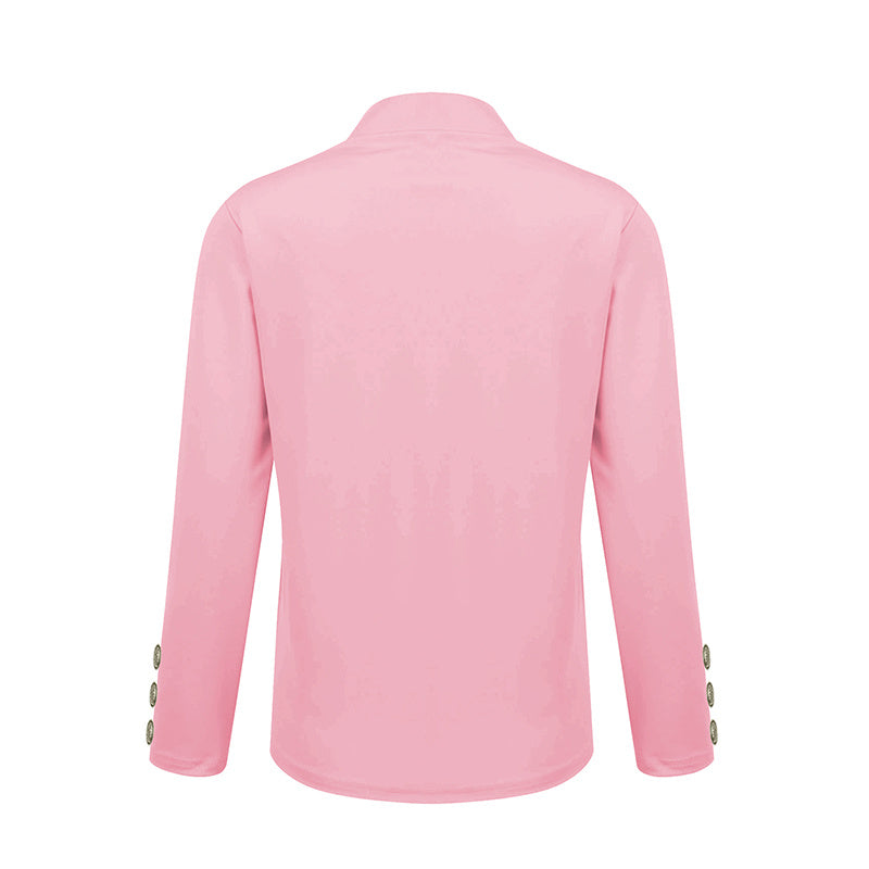 Plus Size Women's Solid Color Long Sleeve Blazer - Button Cuff Sport Coat Comfortable For Work & Casual Wear - Vanturea