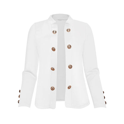 Plus Size Women's Solid Color Double Breasted Long Sleeve Top - Button Cuff Casual & Office Wear - Vanturea