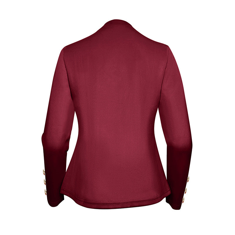 Plus Size Women's Solid Color Double Breasted Long Sleeve Top - Button Cuff Casual & Office Wear - Vanturea