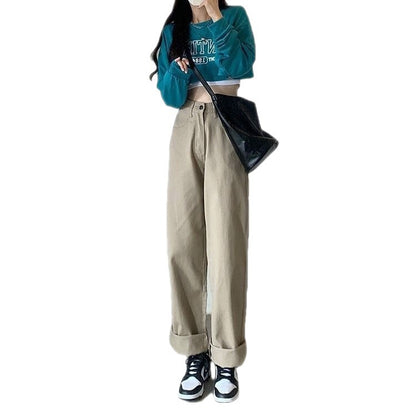 High Waist Wide Leg Jeans Ins Retro Loose Straight Mopping Pants - Vanturea
