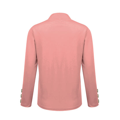 Plus Size Women's Solid Color Long Sleeve Blazer - Button Cuff Sport Coat Comfortable For Work & Casual Wear - Vanturea