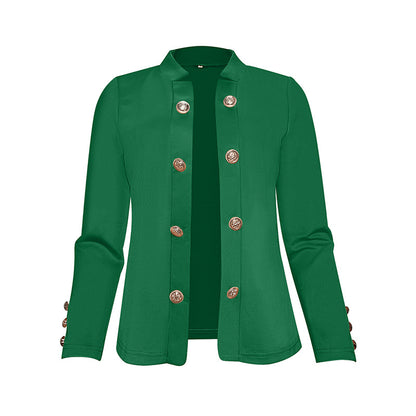 Plus Size Women's Solid Color Double Breasted Long Sleeve Top - Button Cuff Casual & Office Wear - Vanturea