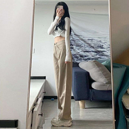High Waist Wide Leg Jeans Ins Retro Loose Straight Mopping Pants - Vanturea