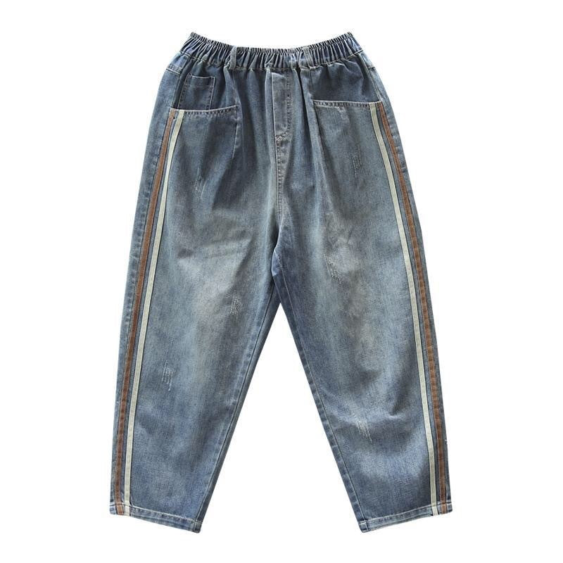 Artsy Side Striped Patchwork Jeans - Vanturea