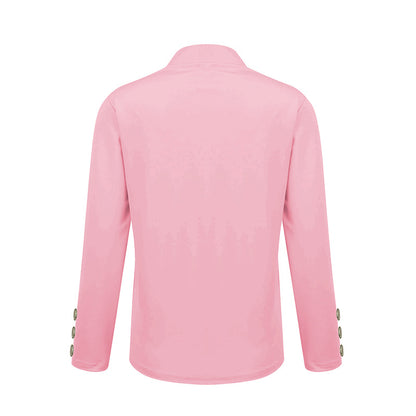 Plus Size Women's Solid Color Long Sleeve Blazer - Button Cuff Sport Coat Comfortable For Work & Casual Wear - Vanturea